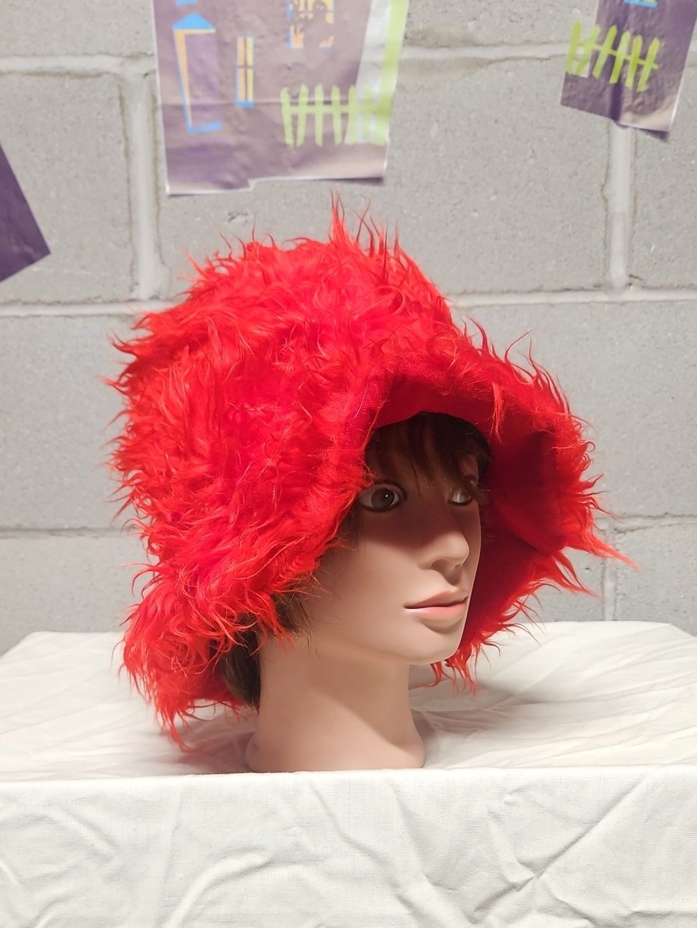 Red Faux Fur Bucket Hat - Women Accessories